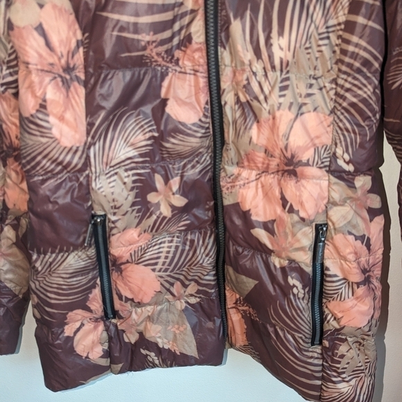 ETAGE Neutrals Floral Bohemian Lightweight Puffer Jacket Size 6 - Picture 4 of 13